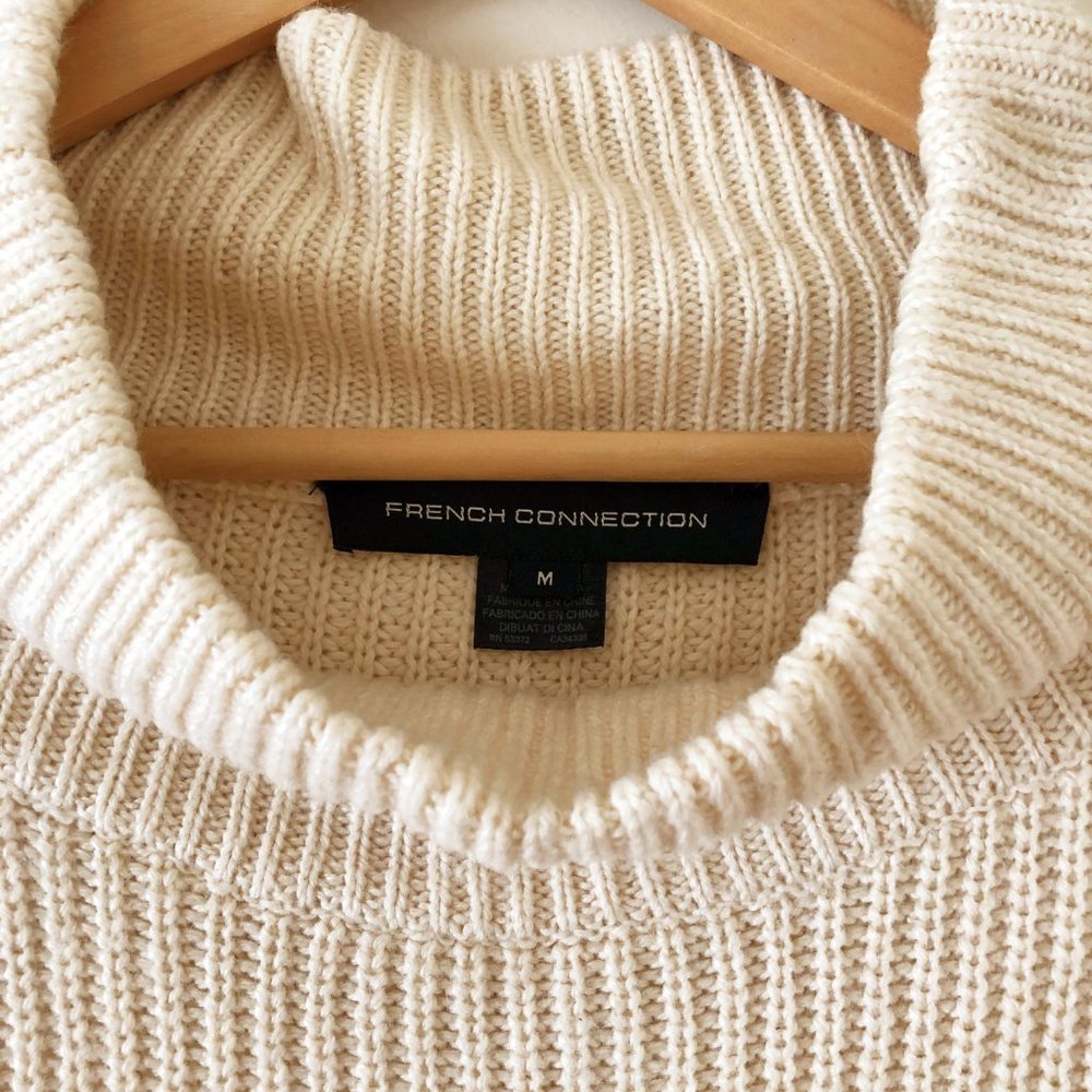 French Connection Mock Neck Knit Cream Sweater - Picture 4 of 6